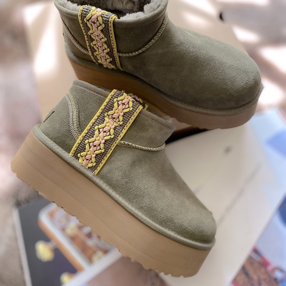 UGG Classic Ultra Mini Braid "Burnt Olive" Platform Boots - Picture 15 of 15